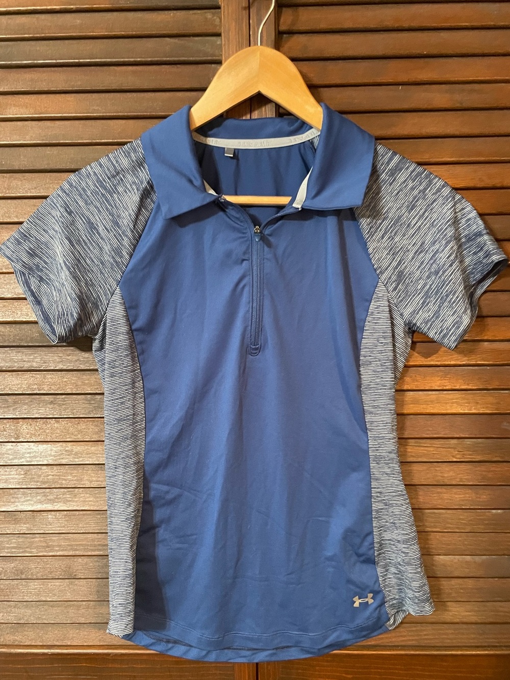 Under Armour Women's Blue Polo with Heathered Gray Panels